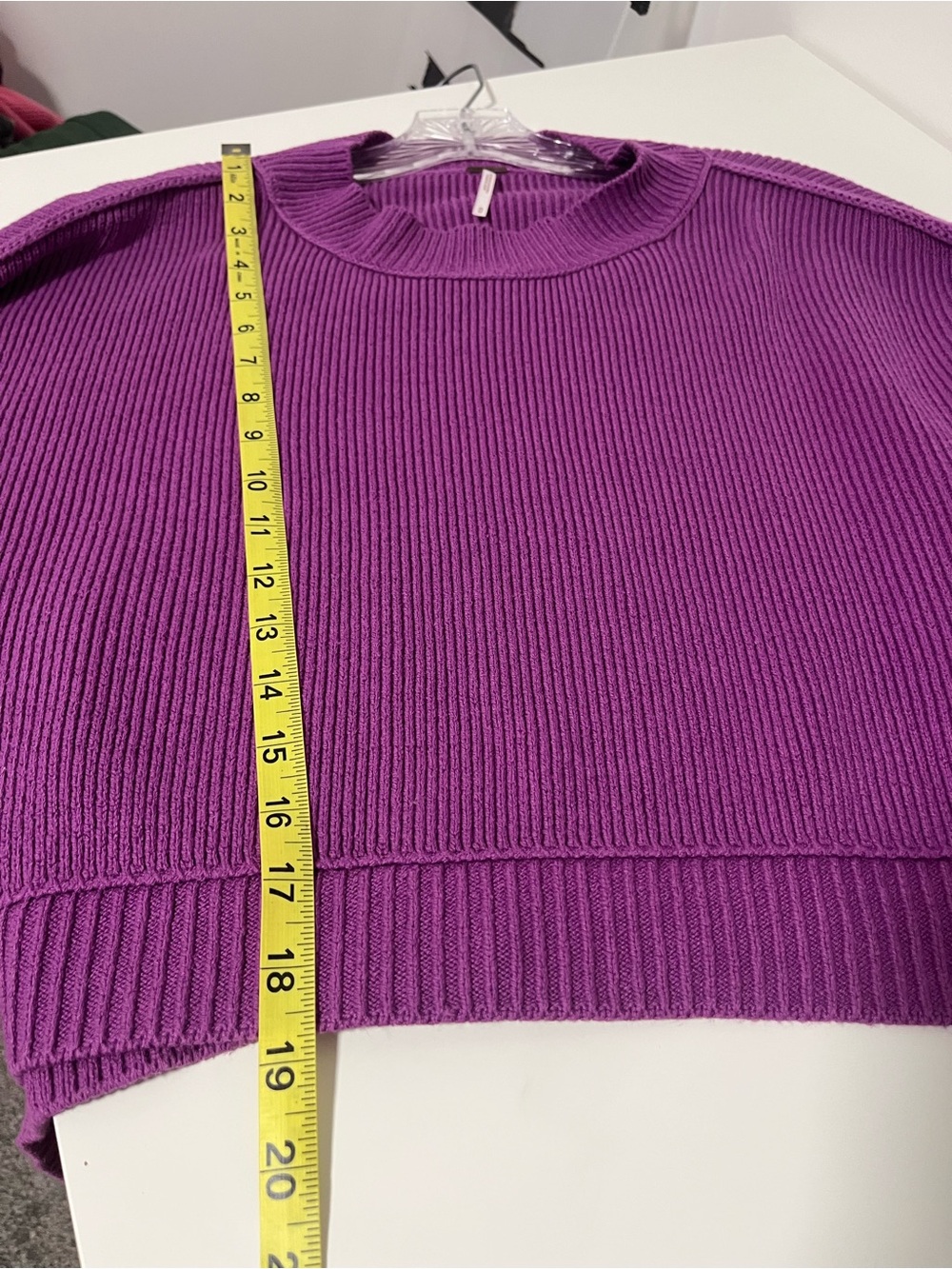 Free People Easy Street Crop Pullover Knit Oversized Chunky Sweater Purple M - Picture 8 of 8
